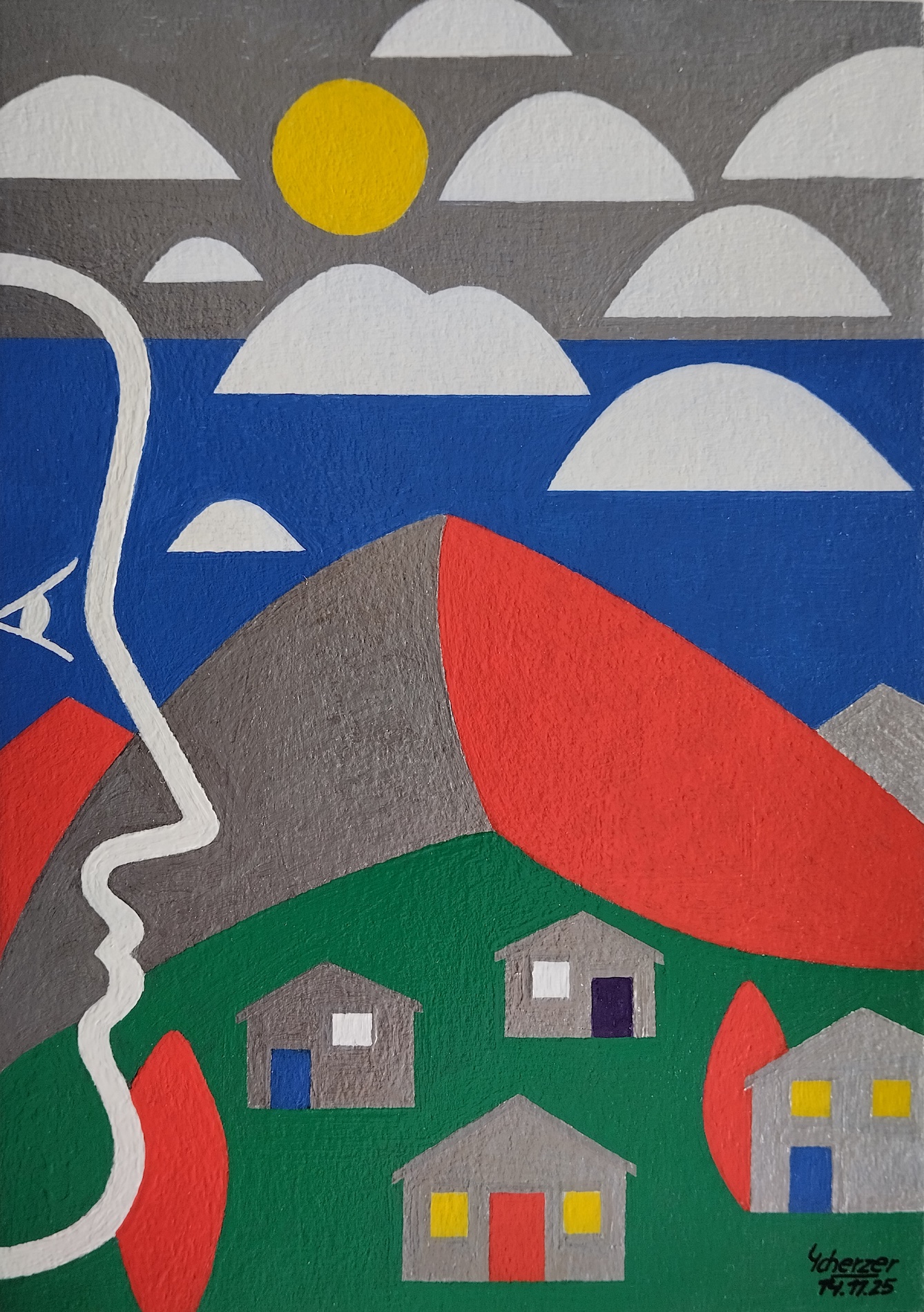 Der Blick zu den Berghäusern