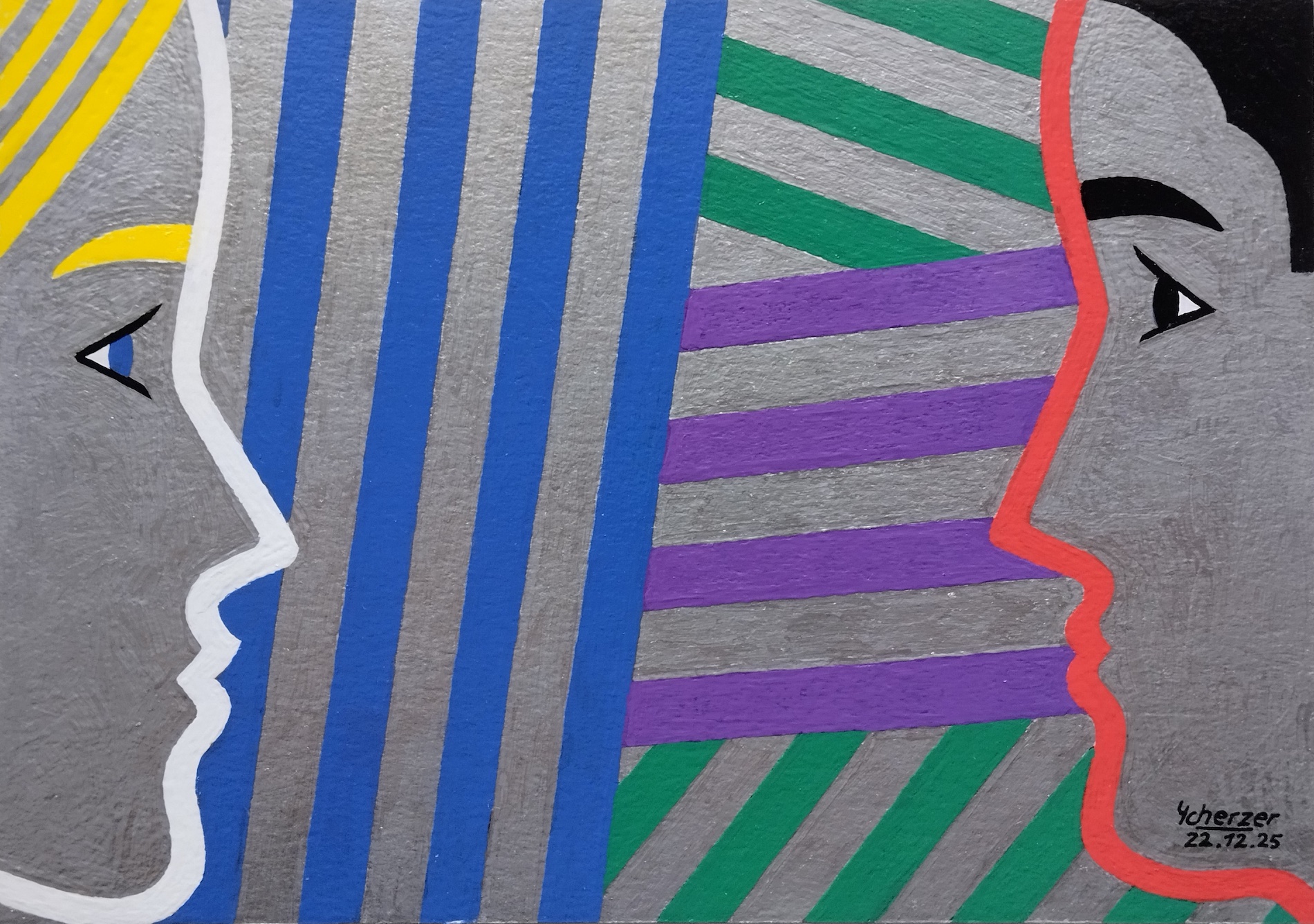 Junges Paar vor abstrakter Malerei