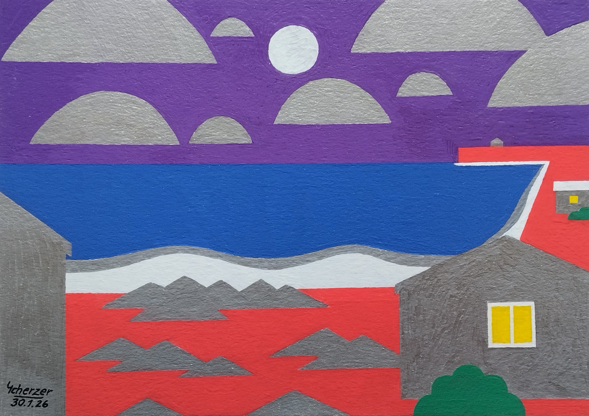 Klippenhäuser im Mondlicht