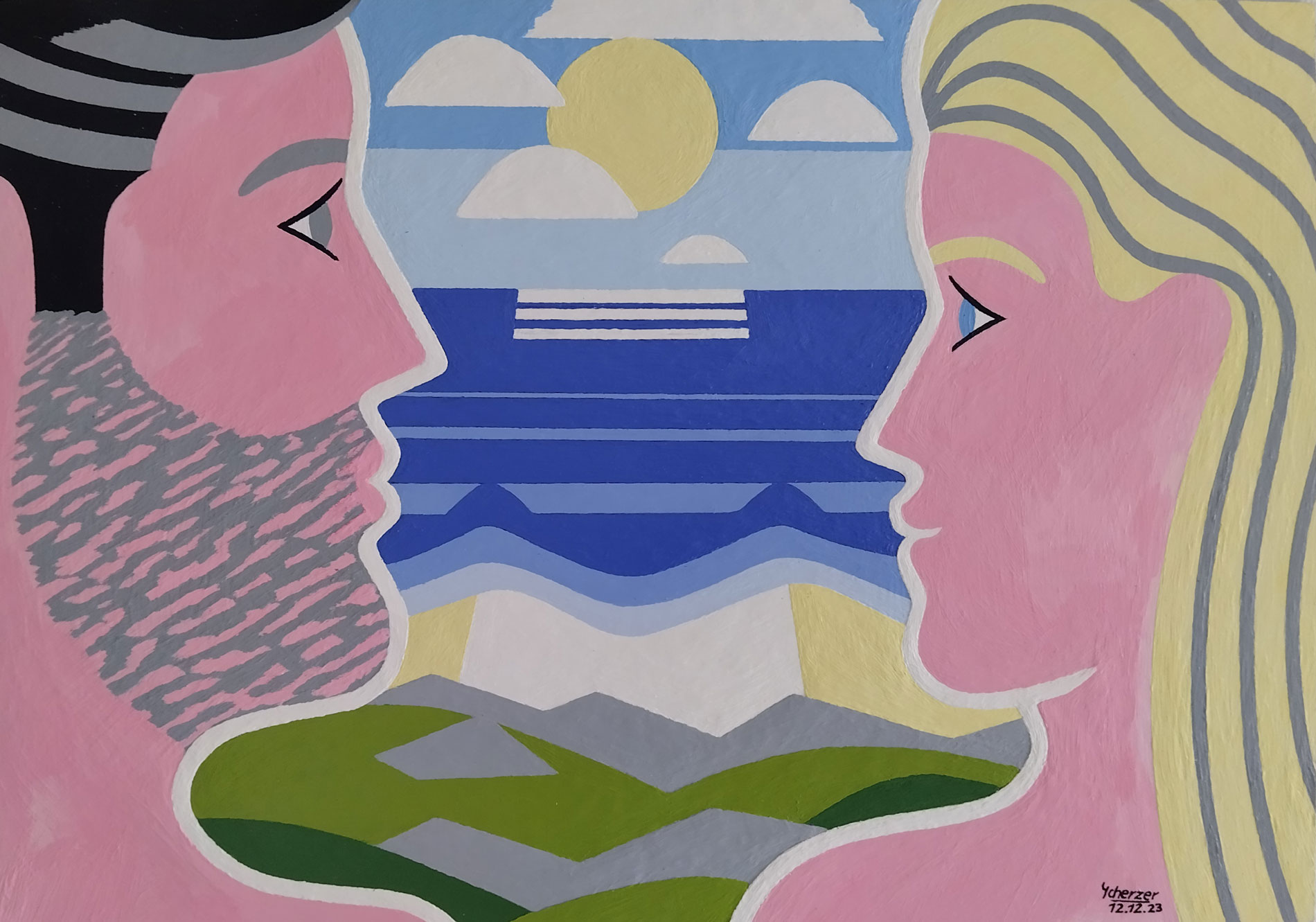 Junges Paar auf der Klippe am Meer